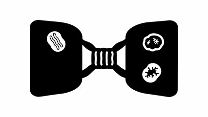 Poster - Black and white illustration of a bow tie with shapes and patterns on both sides connected by strands