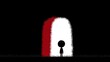 © BOJOShop - Silhouette of a child with curly hair standing in front of a glowing archway with red and white colors