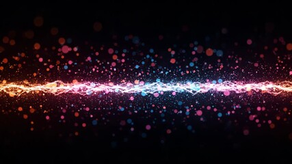 Poster - A mesmerizing display of vibrant particles dances across a dark canvas, creating a captivating abstract background