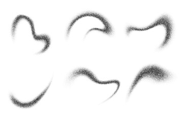 Poster - Dotted gradient. Abstract vector stipple shapes of paint brushstrokes. Dusty charcoal shadows and fluid splashes with pattern of grain noise isolated on white background.
