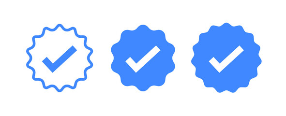 Aufkleber - A collection of blue verified checkmark icons with a transparent background