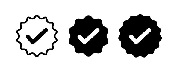 Aufkleber - A collection of black verified checkmark icons with a transparent background