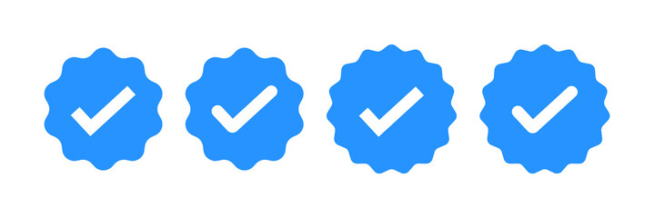 Aufkleber - A collection of blue verified checkmark icons with a transparent background