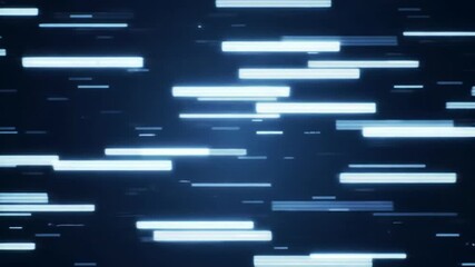 Poster - Abstract background featuring horizontal, glowing, rectangular shapes in shades of blue against a dark backdrop, creating a sense of movement and technology.