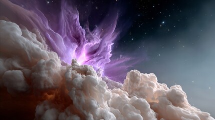 Wall Mural - purple cloud with a white cloud in the background. the sky is dark and the clouds are very large