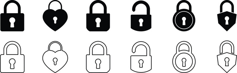 Locks icons set. Locked and unlocked vector icon collection. Lock symbol vector stock illustration.