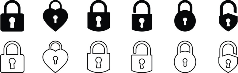 Simple Lock Icon set. Safe, lock, locker, padlock, secure vector illustration.