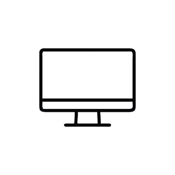 Line art vector icon of a web portal dashboard on a computer monitor. Clean silhouette design ideal for UI/UX design, admin tools, and digital interfaces illustration