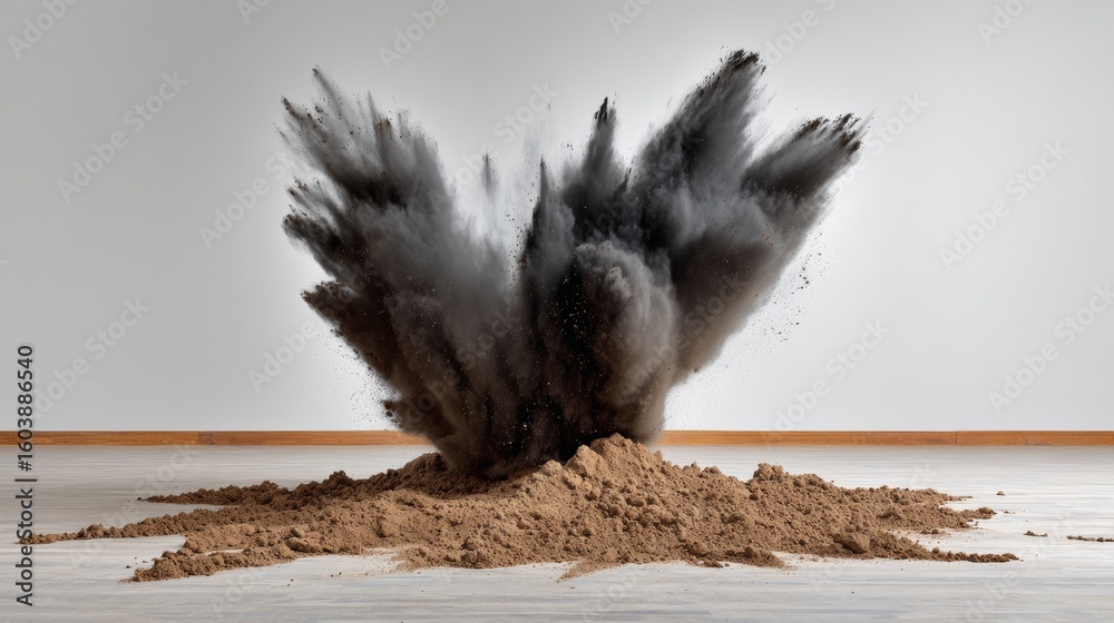 Explosion Mess Large explosion has created a cloud of dust and debris. The scene is ...