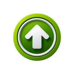 Leinwandbilder - A vibrant green circular button featuring a white upward arrow, symbolizing growth or progress. The clean design conveys a sense of modernity and clarity.,transparent PNG
