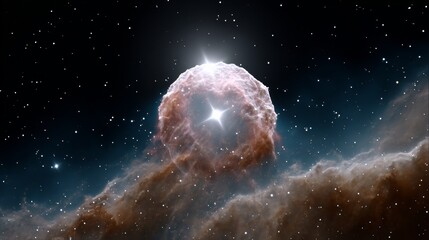 Wall Mural - bright star is surrounded by a cloud of gas and dust, creating a beautiful and mysterious scene in t