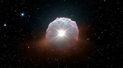 Wall Mural - bright star is surrounded by a cloud of dust. the star is the center of the image and the dust is su