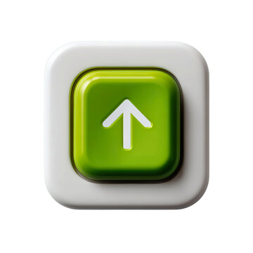 A vibrant green upload button with a white arrow, symbolizing data transfer or file uploads, set against a clean background. Ideal for tech-related content.,transparent PNG