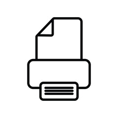 Poster - A bold line drawing of a printer topped with a document having a folded corner displayed against a white background