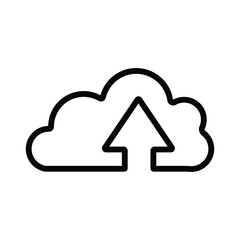 Poster - Black outline of a cloud with an upward arrow representing a cloud upload icon against a white background