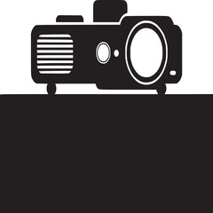 Leinwandbilder - A black projector on a black and white background in a minimalist style digital illustration