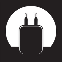 Leinwandbilder - A minimalist black and white illustration of a charger plug against a circular white background