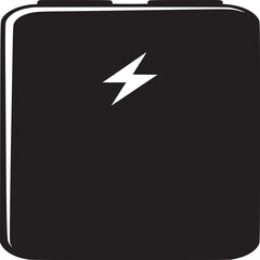 Leinwandbilder - A black and white graphic of a battery with a lightning bolt indicating it is charging fully icon