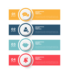 Poster - 4 business and marketing infographic elements with icons. Vertical infographic layout for presentation slides.