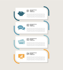 Poster - Business infographic template design with 4 options or steps. Process diagram, presentations, workflow layout with icons and text