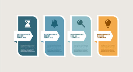 Poster - Modern infographic design. Four steps, options or processes with business icons and text.