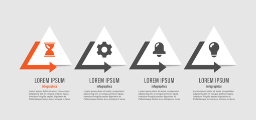 Poster - Triangular infographic elements with icons. Four steps or processes modern infographic design.