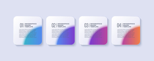 Poster - Glass morphism design infographic template. Four steps or options horizontal infographic layout