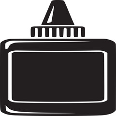 Leinwandbilder - A black and white graphic illustration of a glue bottle with a pointed nozzle and ribbed cap design