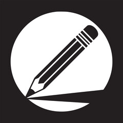 Leinwandbilder - A black and white graphic of a pencil inside of a circle with a black background around the circle