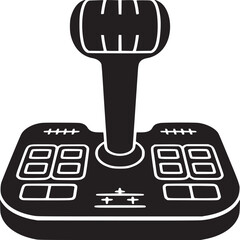 Fototapete - A black and white illustration of a flight simulator joystick with buttons and a control handle