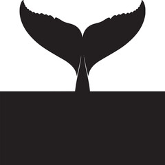 Leinwandbilder - A minimalist black and white illustration of a whale tail emerging from a dark water surface