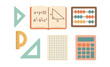 © 123levit - Educational tools: calculator, abacus, triangle, and math book in flat design