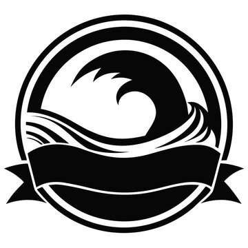 EmblemWave vector clean black silhouette design white background