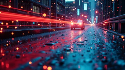 Wall Mural - technology city light scene