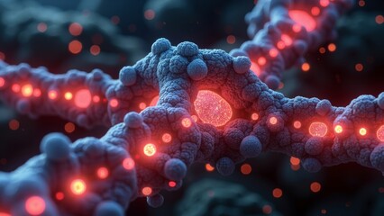 Wall Mural - Microscopic DNA technology scene