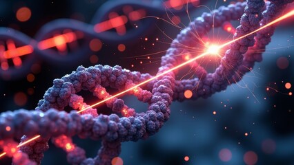 Wall Mural - Microscopic DNA technology scene