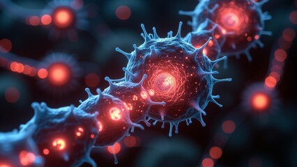 Wall Mural - Microscopic DNA technology scene