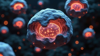 Wall Mural - Microscopic cellular technology scene