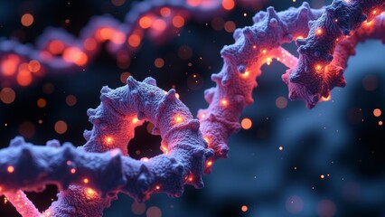 Wall Mural - Microscopic DNA technology scene
