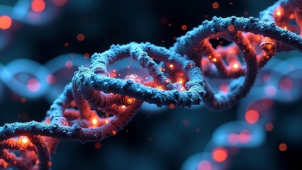 Wall Mural - Microscopic DNA technology scene