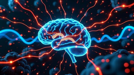 Wall Mural - Microscopic Brain Technology Scene