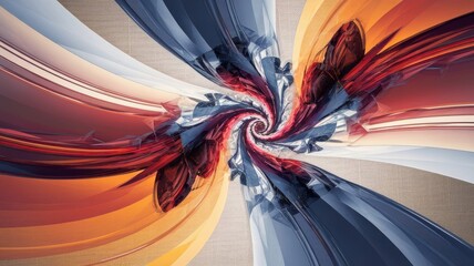 Poster - Vibrant Abstract Swirl with Dynamic Orange and Blue Gradient Composition