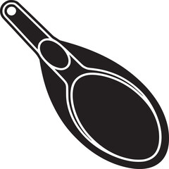 Leinwandbilder - Swim paddle black and white vector, featuring an oval flat blade with a long handle, perfect for water sports.