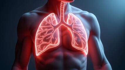 Wall Mural - Human lung glowing scene