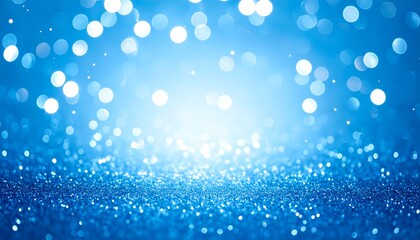 Festive blue glitter bokeh background