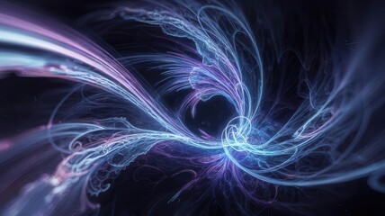 Poster - Luminous energy strands dance in the dark, a vibrant, abstract display