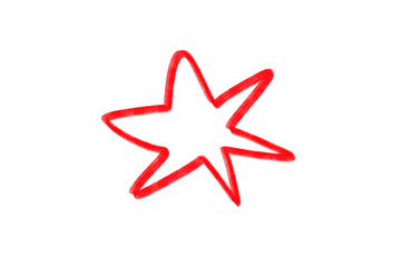 Poster - Hand-drawn seven point star with a whimsical feel in bright red hue, presented on transparent background
