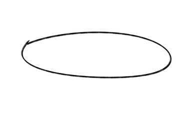 Poster - Hand drawn oval shape, simple sketch in black charcoal line, empty form for graphic design on transparent background