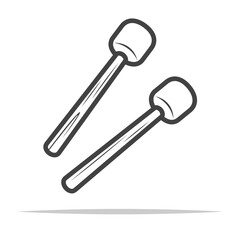 Wall Mural - bass drum mallet outline icon transparent vector isolated