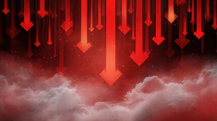 Poster - Red arrows descend through a cloudy background, creating a dramatic and visually striking effect.